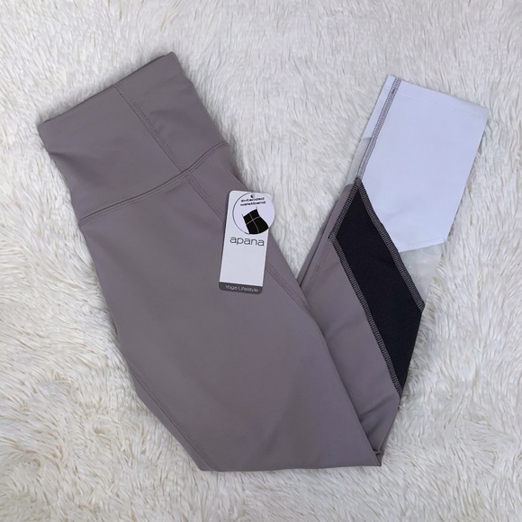Apana Color Block Sheer Panel Athletic Leggings - Picture 1 of 7